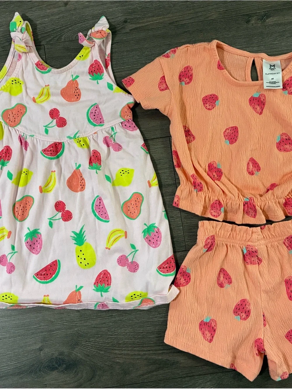 Garanimals Peach Strawberry Print Set & Fruit-Print dress